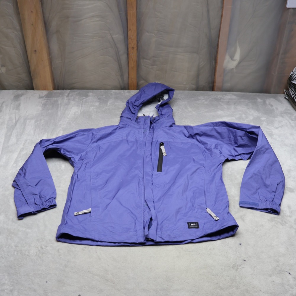 REI Jacket Kids Large 12/14 Purple Ripstop‎ Wind Rain Lightweight Outdoor Gear